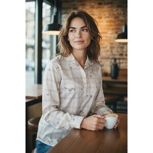 Vintage Amanda Blouse,Size XL,1/4 Button Up, Whimsy